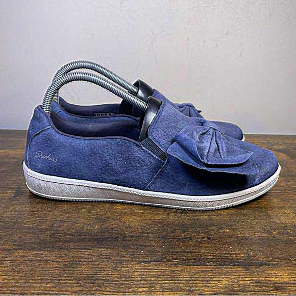 Skechers Womens‎ Madison Avenue Navy Blue Bow Sneakers Shoes Size 9